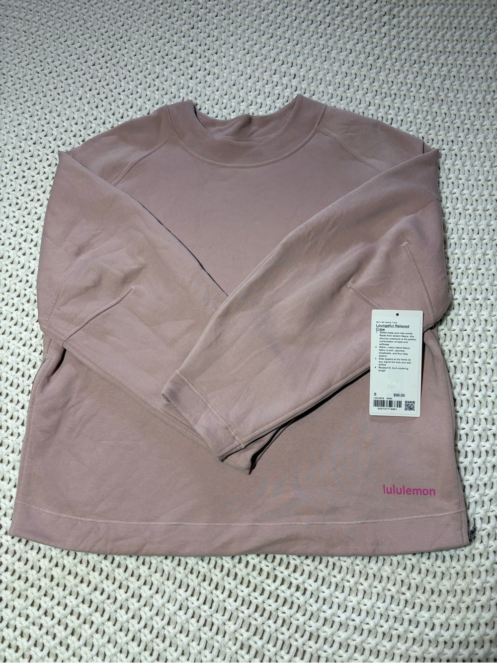 lululemon loungeful relaxed crew in mink berry size small